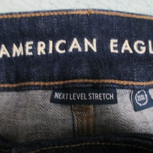 American Eagle Kick Boot jeans dark blue with stretch & pockets size 12 - Picture 3 of 9